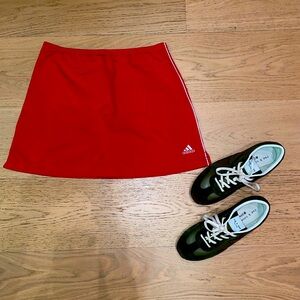 Red Adidas tennis skirt